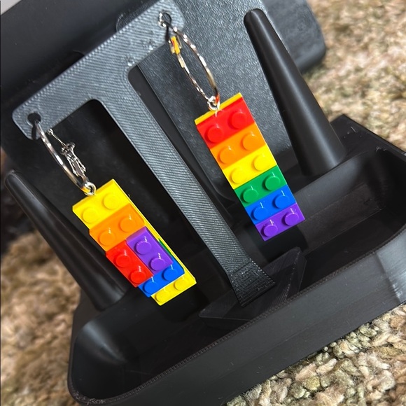 NWT Handmade Colorful LEGO Block Earrings *You can play with them ~Blocks Change - Picture 3 of 8